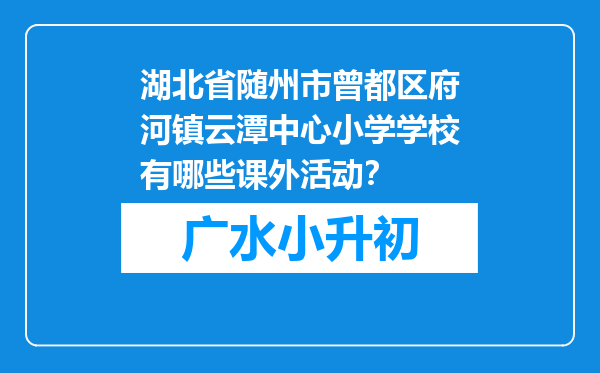 湖北省随州市曾都区府河镇云潭中心小学学校有哪些课外活动？