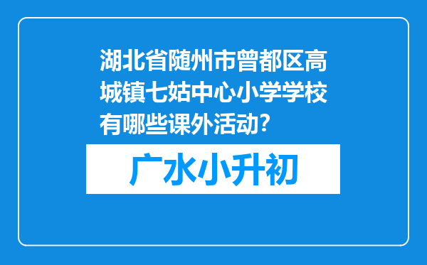 湖北省随州市曾都区高城镇七姑中心小学学校有哪些课外活动？