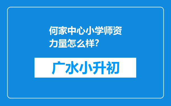 何家中心小学师资力量怎么样？