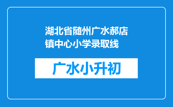 湖北省随州广水郝店镇中心小学录取线