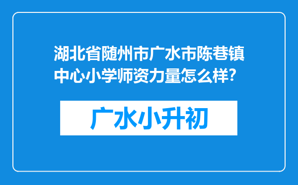 湖北省随州市广水市陈巷镇中心小学师资力量怎么样？