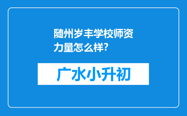 随州岁丰学校师资力量怎么样？