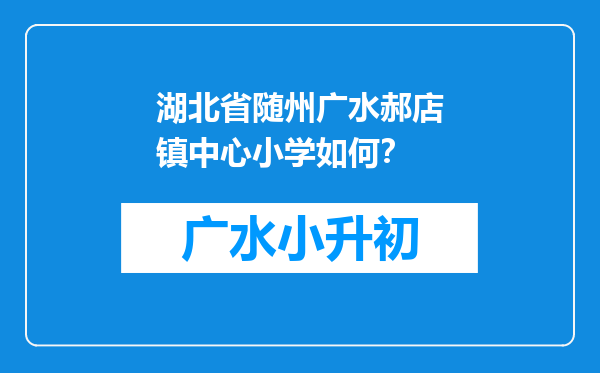 湖北省随州广水郝店镇中心小学如何？