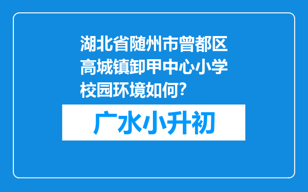 湖北省随州市曾都区高城镇卸甲中心小学校园环境如何？