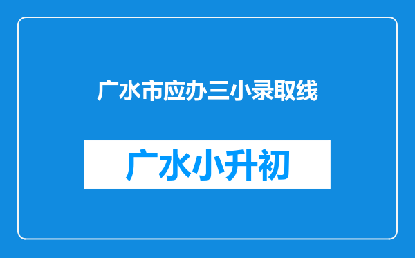 广水市应办三小录取线