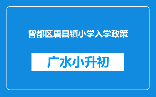 曾都区唐县镇小学入学政策