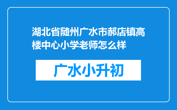 湖北省随州广水市郝店镇高楼中心小学老师怎么样