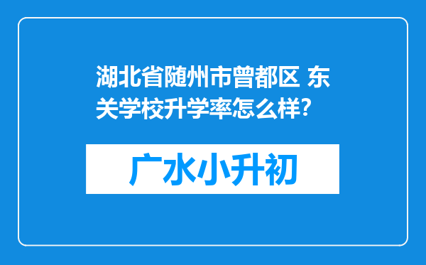 湖北省随州市曾都区 东关学校升学率怎么样？