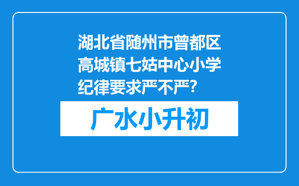 湖北省随州市曾都区高城镇七姑中心小学纪律要求严不严？