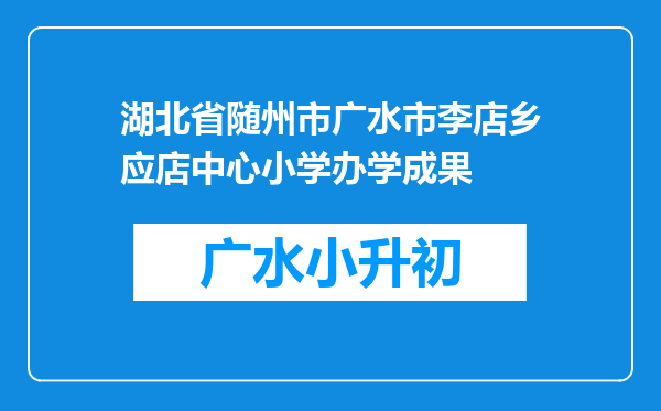 湖北省随州市广水市李店乡应店中心小学办学成果