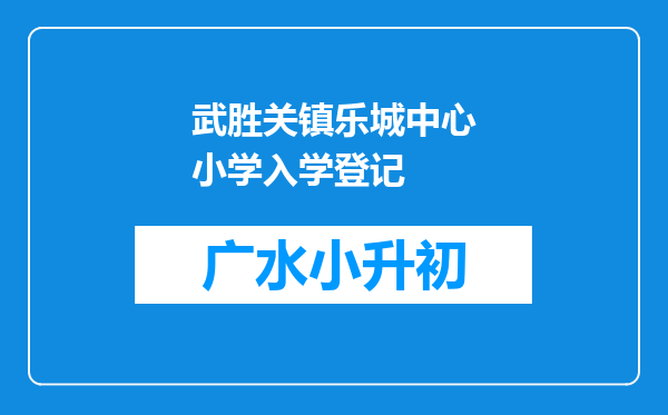 武胜关镇乐城中心小学入学登记