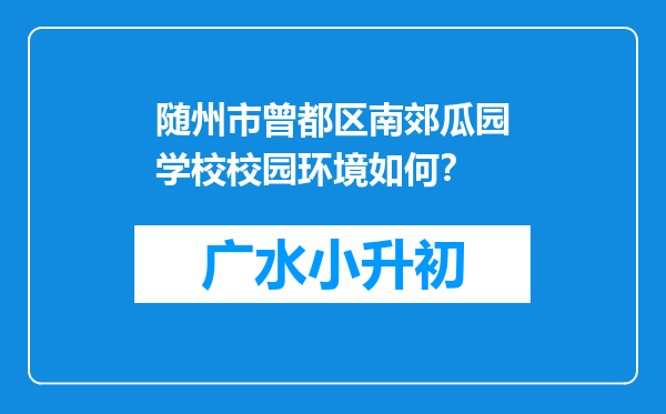 随州市曾都区南郊瓜园学校校园环境如何？