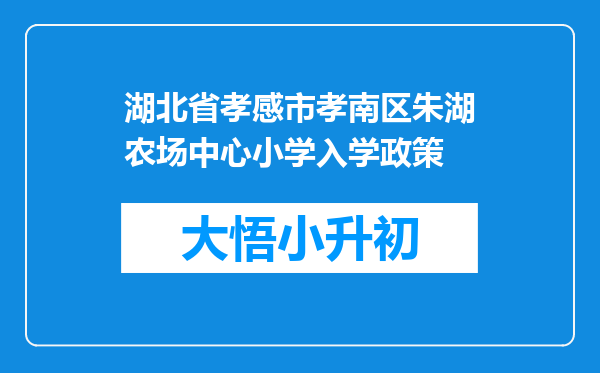 湖北省孝感市孝南区朱湖农场中心小学入学政策