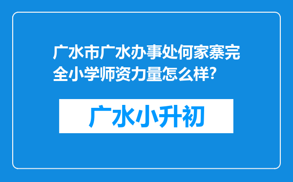 广水市广水办事处何家寨完全小学师资力量怎么样？