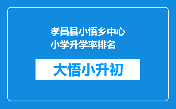 孝昌县小悟乡中心小学升学率排名