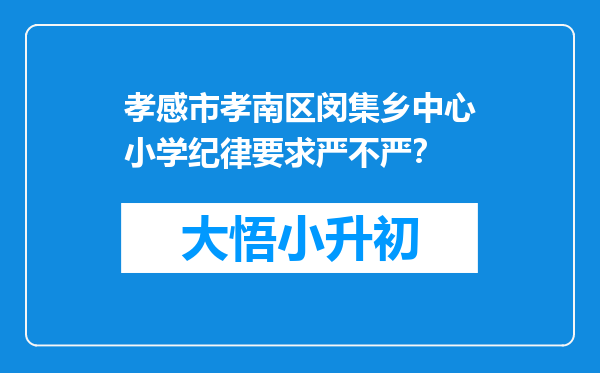 孝感市孝南区闵集乡中心小学纪律要求严不严？