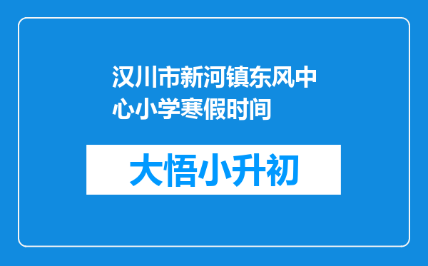 汉川市新河镇东风中心小学寒假时间