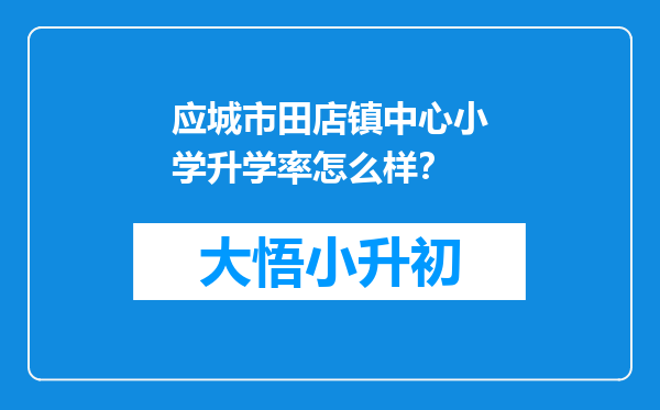 应城市田店镇中心小学升学率怎么样？