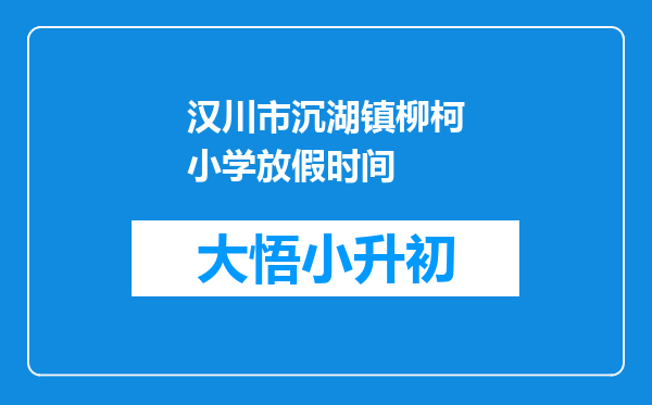 汉川市沉湖镇柳柯小学放假时间