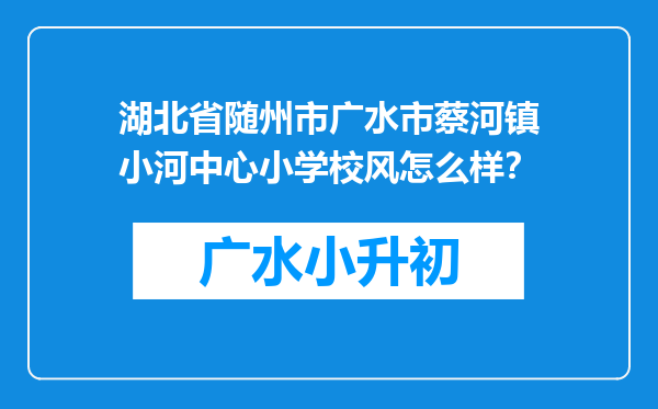 湖北省随州市广水市蔡河镇小河中心小学校风怎么样？