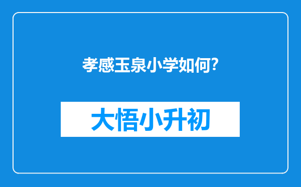 孝感玉泉小学如何？