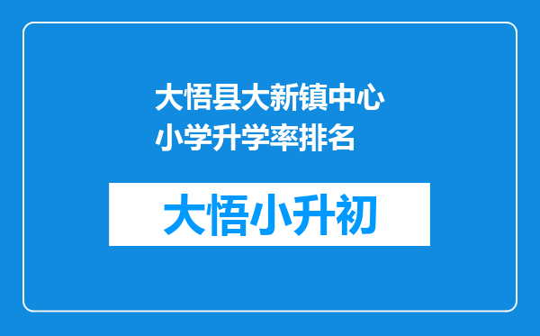 大悟县大新镇中心小学升学率排名