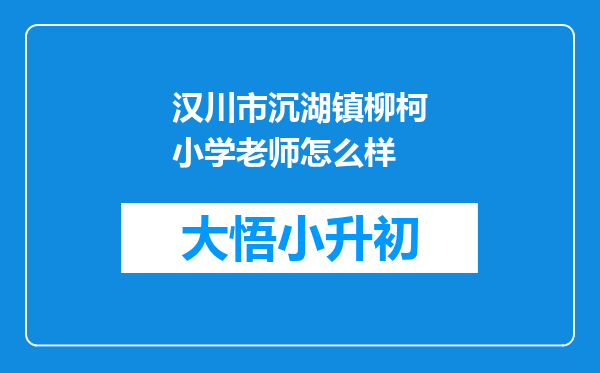 汉川市沉湖镇柳柯小学老师怎么样