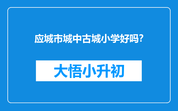 应城市城中古城小学好吗？