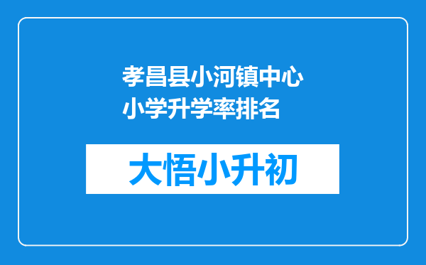 孝昌县小河镇中心小学升学率排名