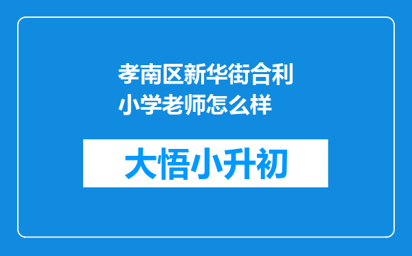 孝南区新华街合利小学老师怎么样