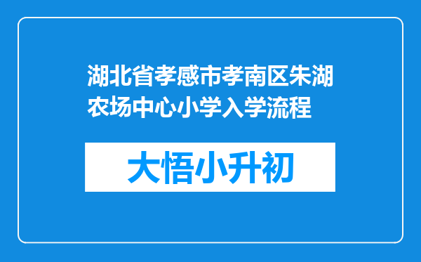 湖北省孝感市孝南区朱湖农场中心小学入学流程