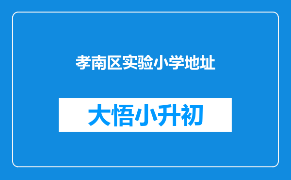 孝南区实验小学地址