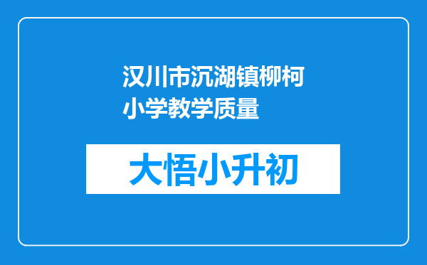 汉川市沉湖镇柳柯小学教学质量