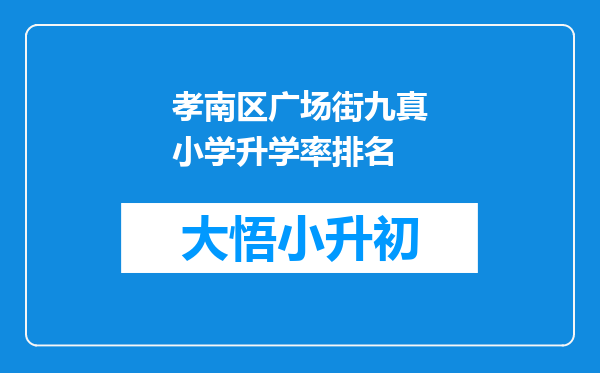 孝南区广场街九真小学升学率排名