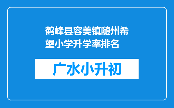 鹤峰县容美镇随州希望小学升学率排名