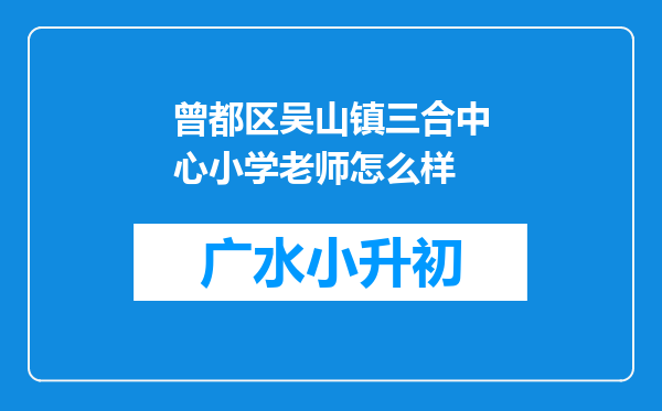 曾都区吴山镇三合中心小学老师怎么样