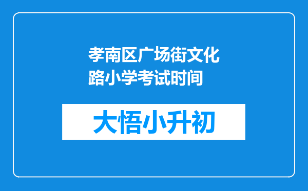 孝南区广场街文化路小学考试时间