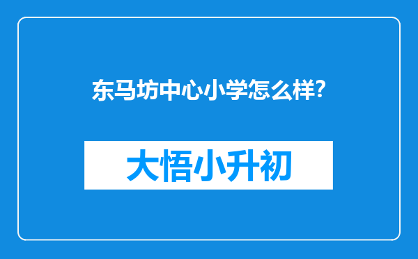 东马坊中心小学怎么样？