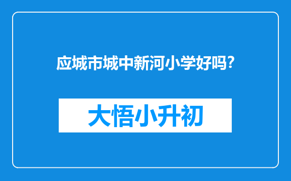 应城市城中新河小学好吗？