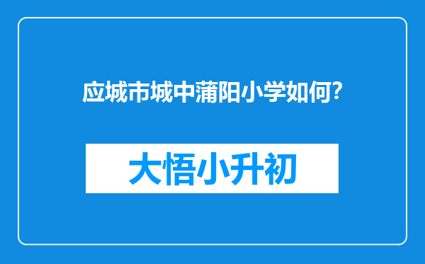 应城市城中蒲阳小学如何？