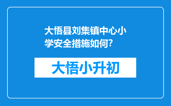 大悟县刘集镇中心小学安全措施如何？