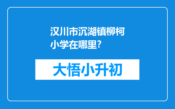 汉川市沉湖镇柳柯小学在哪里？