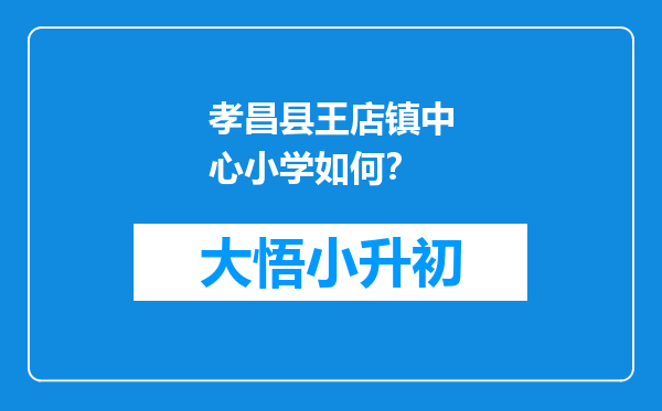 孝昌县王店镇中心小学如何？