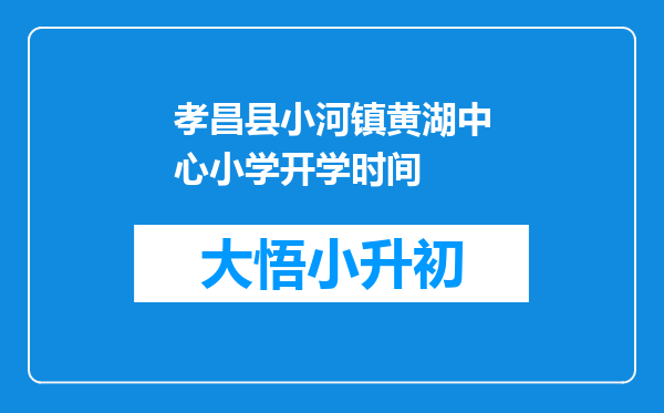 孝昌县小河镇黄湖中心小学开学时间