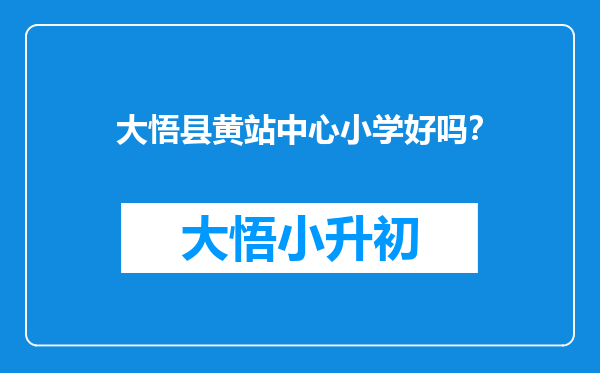 大悟县黄站中心小学好吗？