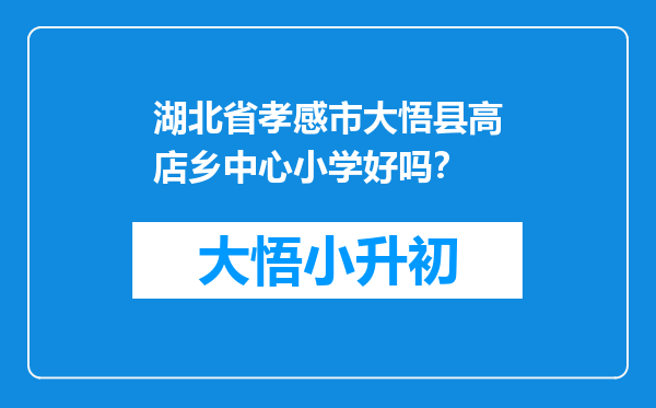 湖北省孝感市大悟县高店乡中心小学好吗？