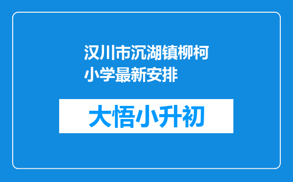 汉川市沉湖镇柳柯小学最新安排