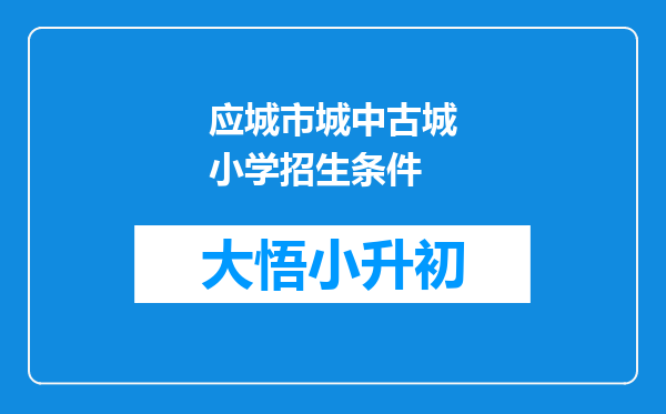 应城市城中古城小学招生条件