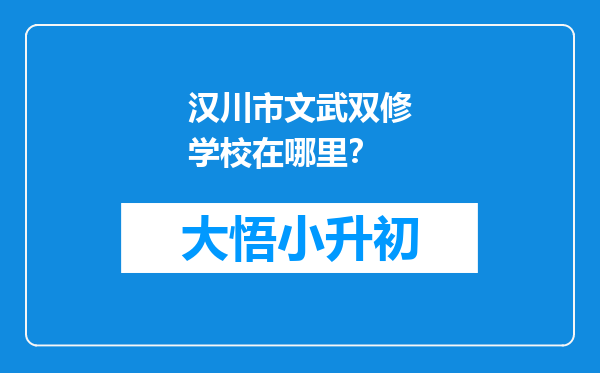 汉川市文武双修学校在哪里？