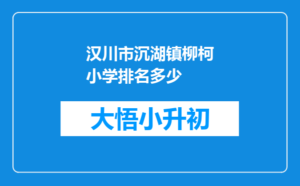 汉川市沉湖镇柳柯小学排名多少